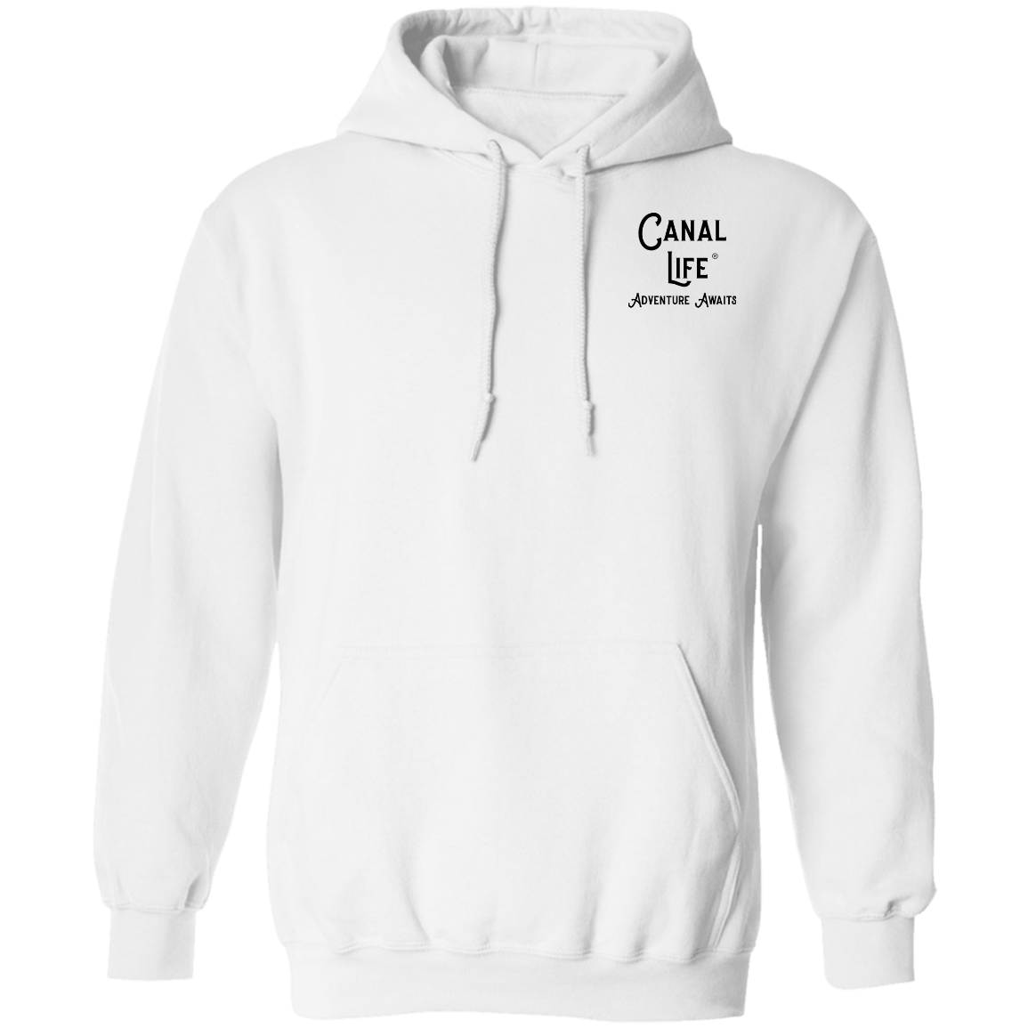 Canal Life Adventure Awaits Black Letters Pullover Hoodie