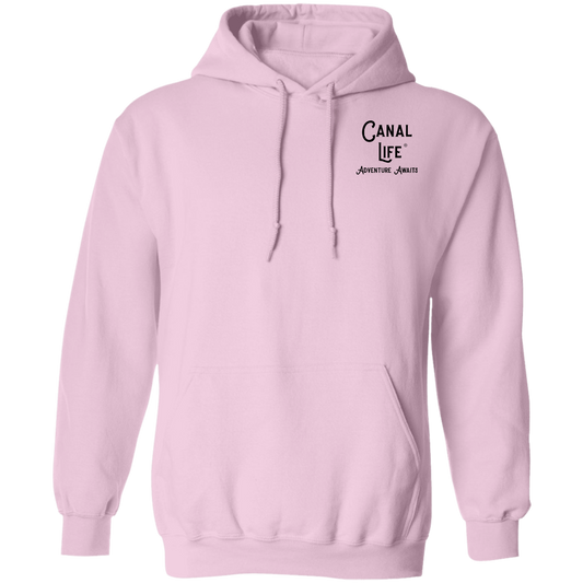 Canal Life Adventure Awaits Black Letters Pullover Hoodie