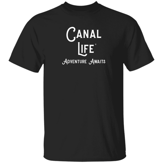 Black Canal Life White Letter Adventure Awaits Tee