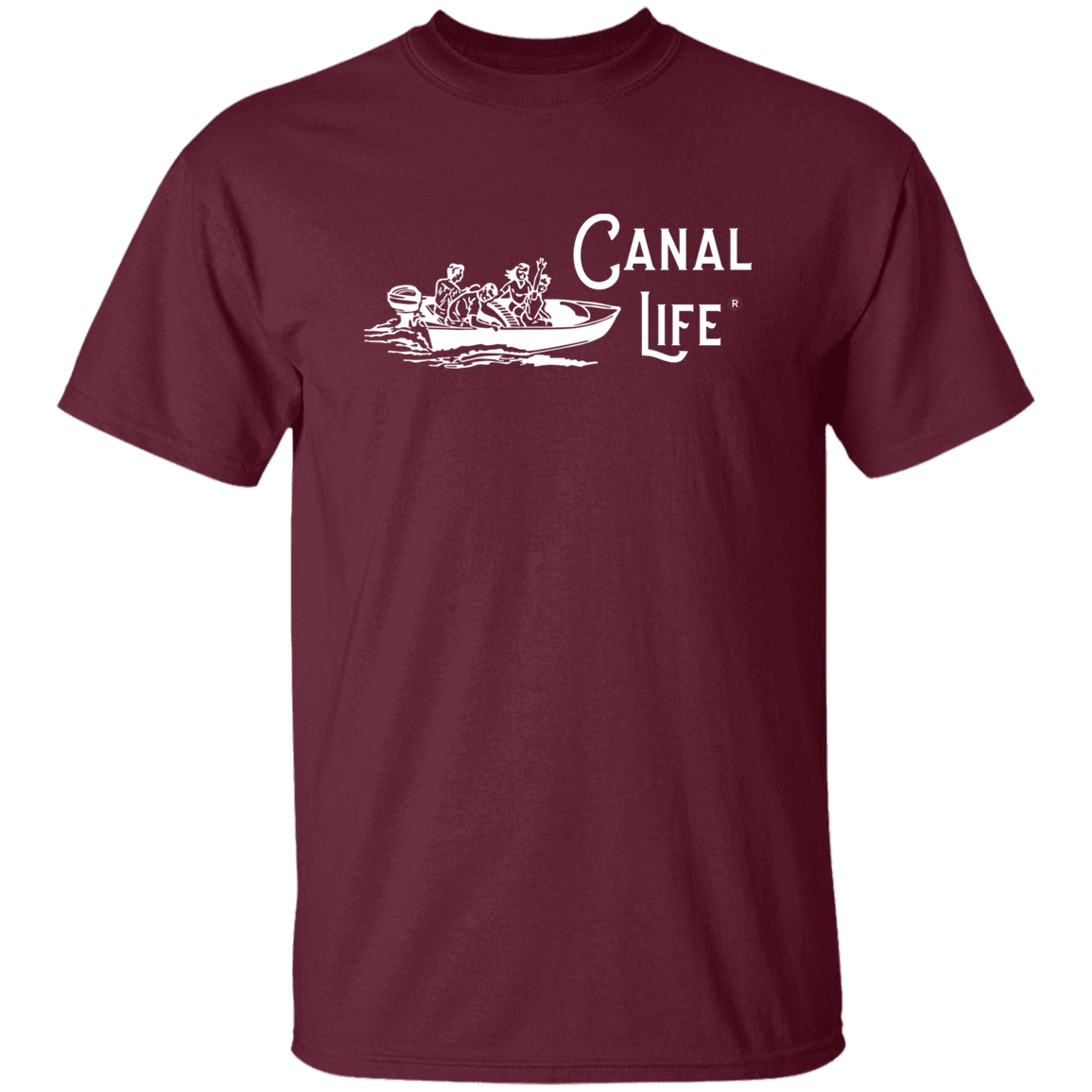 Vintage Boat Canal Life White Letter Tee