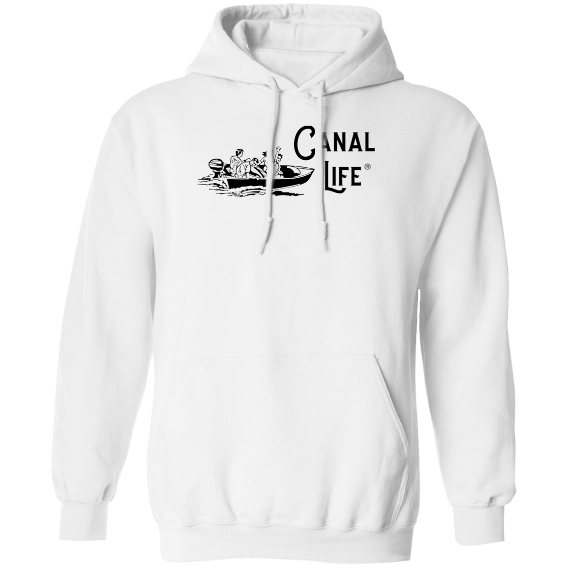 Vintage Boat Canal Life Black Letter Unisex Pullover Hoodie