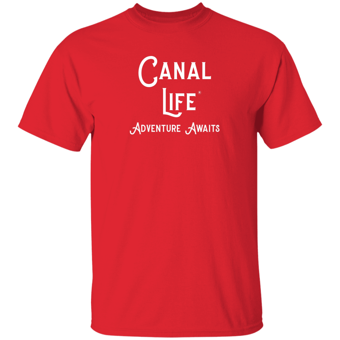 Black Canal Life White Letter Adventure Awaits Tee