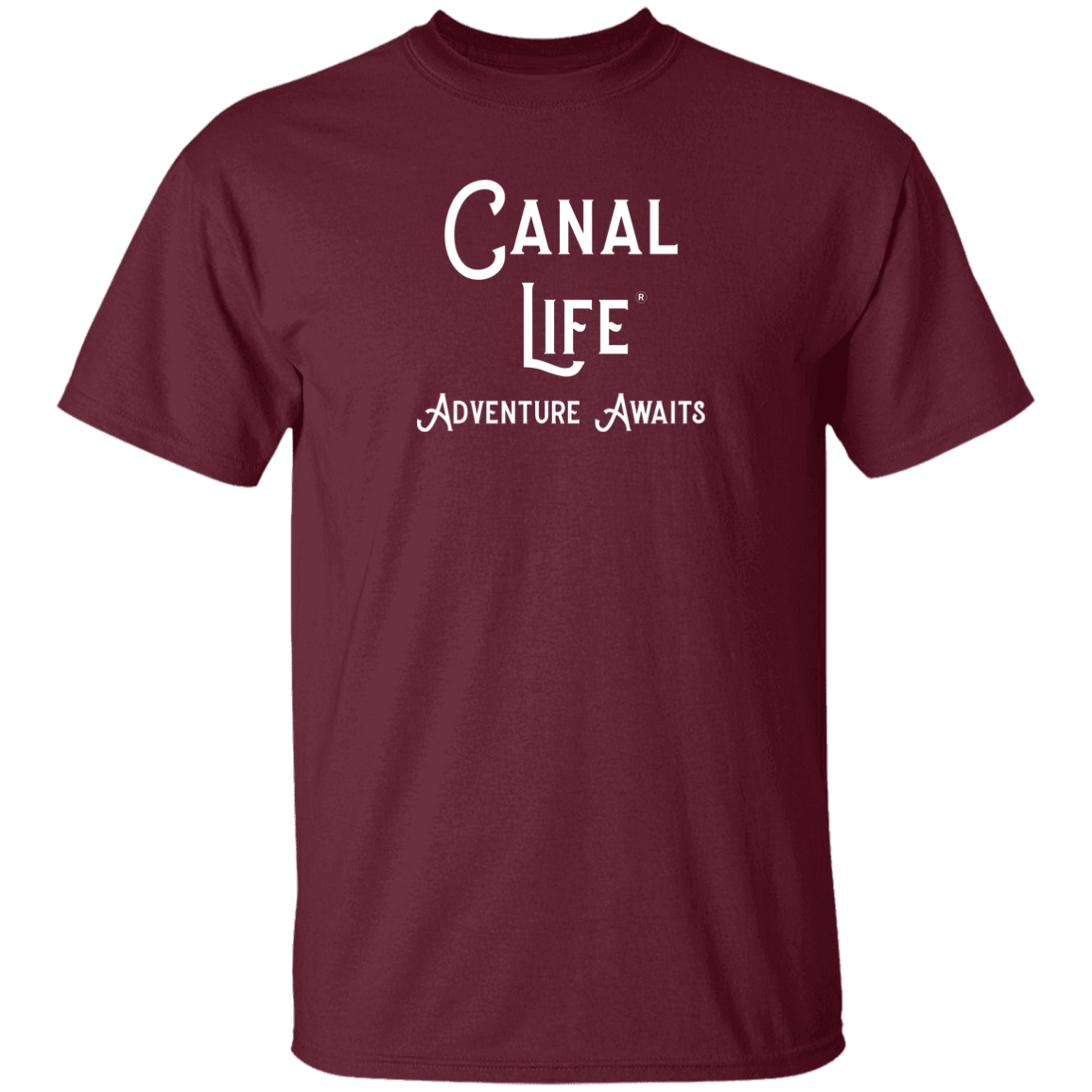 Black Canal Life White Letter Adventure Awaits Tee